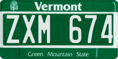 VT license plate ZXM674