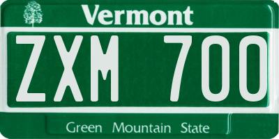 VT license plate ZXM700