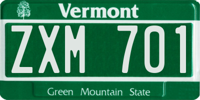 VT license plate ZXM701