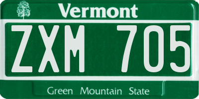 VT license plate ZXM705