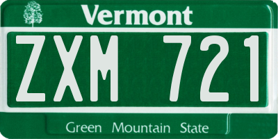 VT license plate ZXM721