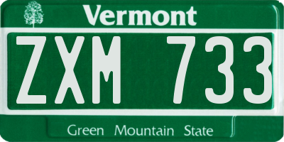 VT license plate ZXM733
