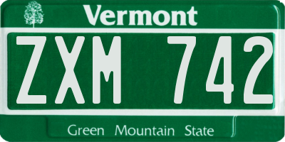 VT license plate ZXM742
