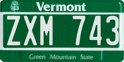 VT license plate ZXM743