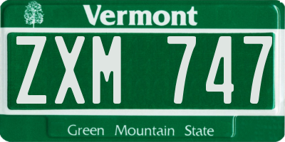VT license plate ZXM747