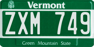 VT license plate ZXM749