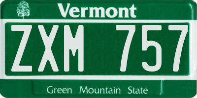 VT license plate ZXM757