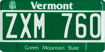 VT license plate ZXM760