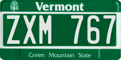 VT license plate ZXM767