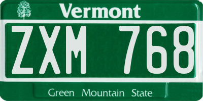 VT license plate ZXM768