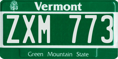 VT license plate ZXM773