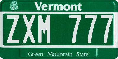 VT license plate ZXM777