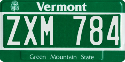 VT license plate ZXM784
