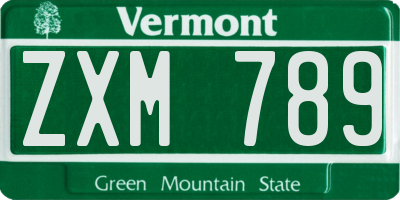 VT license plate ZXM789