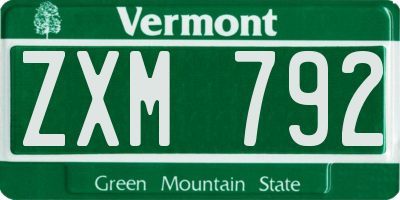 VT license plate ZXM792