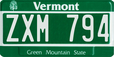 VT license plate ZXM794