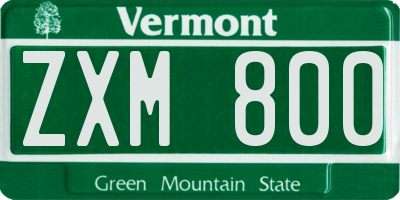 VT license plate ZXM800