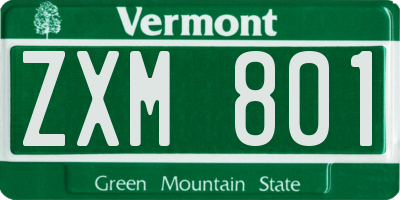 VT license plate ZXM801
