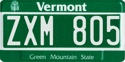 VT license plate ZXM805
