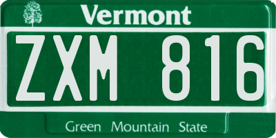 VT license plate ZXM816