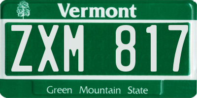 VT license plate ZXM817