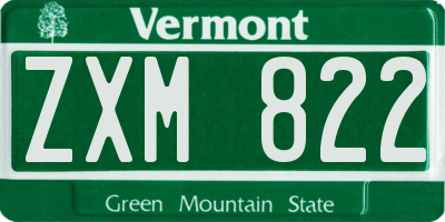 VT license plate ZXM822