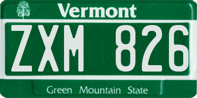 VT license plate ZXM826
