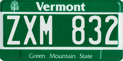 VT license plate ZXM832