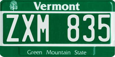VT license plate ZXM835