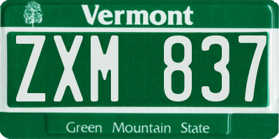 VT license plate ZXM837