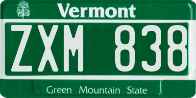 VT license plate ZXM838