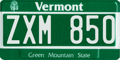 VT license plate ZXM850