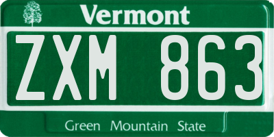 VT license plate ZXM863