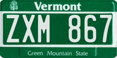 VT license plate ZXM867