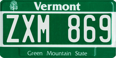 VT license plate ZXM869
