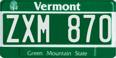 VT license plate ZXM870
