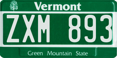 VT license plate ZXM893