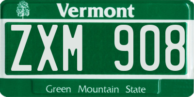VT license plate ZXM908
