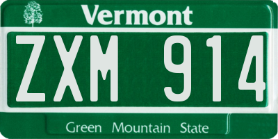VT license plate ZXM914