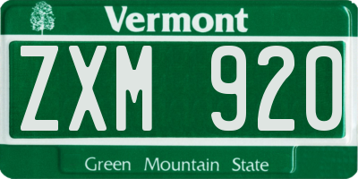VT license plate ZXM920