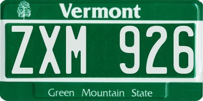VT license plate ZXM926