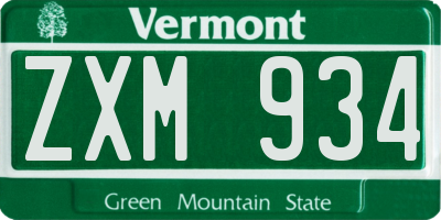 VT license plate ZXM934