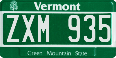 VT license plate ZXM935