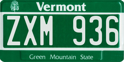 VT license plate ZXM936