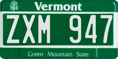 VT license plate ZXM947