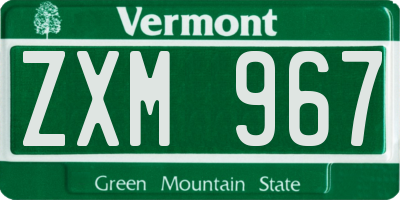 VT license plate ZXM967