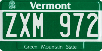 VT license plate ZXM972