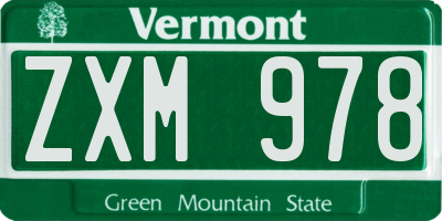 VT license plate ZXM978