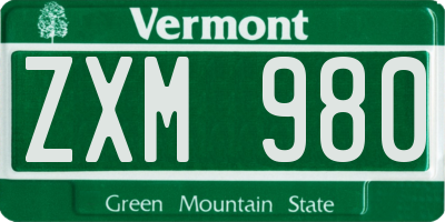 VT license plate ZXM980