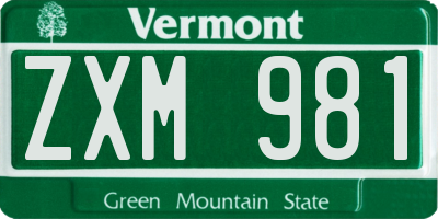 VT license plate ZXM981